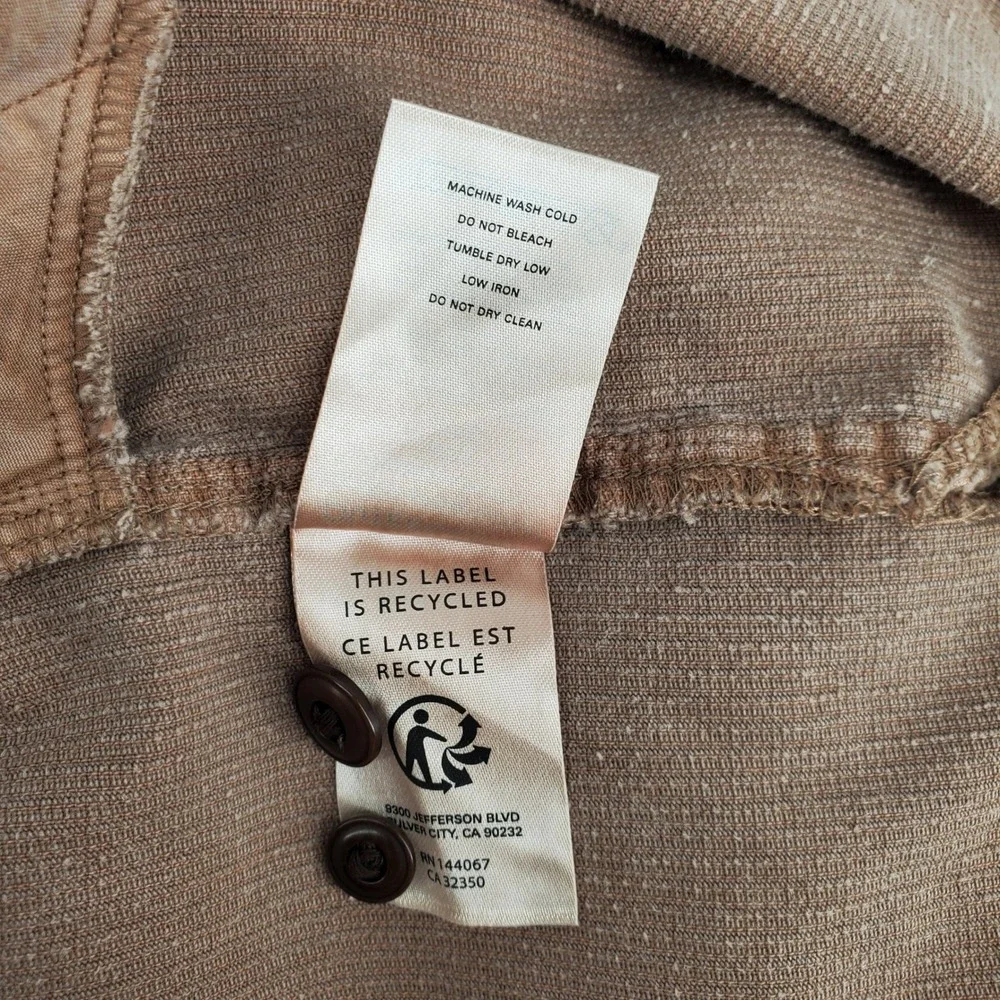 Outerknown Womens XXL Blanket Corduroy Shirt Dress Brown 100% Organic Cotton New